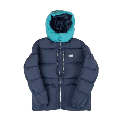 TAKE RISKS NAVY BLUE/TURQUOISE PUFFER COAT